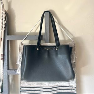 Karl Lagerfeld Dorine Black Leather Tote purse